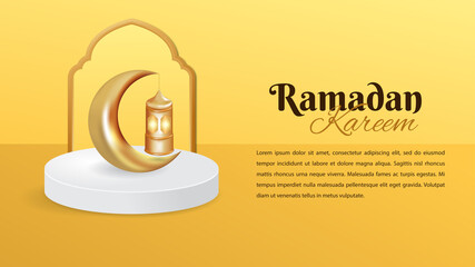 Ramadan Kareem Banner with Podium and Lantern
