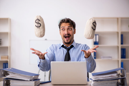 Young male employee in remuneration concept