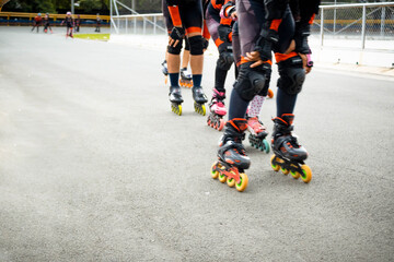 Entrenamiento de deporte carrera de patinaje, estilo de vida saludable.