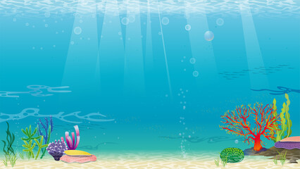 Fototapeta na wymiar Beautiful underwater background vector illustration