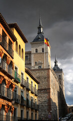 Fototapeta na wymiar Medieval buildings at sunset