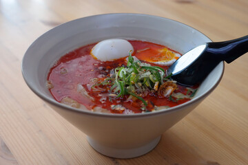 Japanese style Tantanmyeon with red sauce.