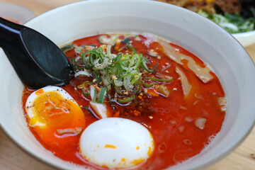 Japanese style Tantanmyeon with red sauce.