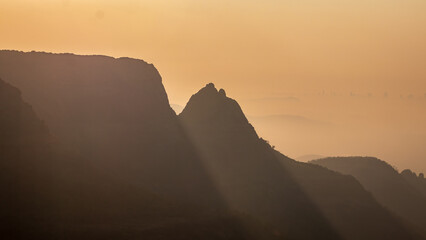 Silhouette of Mountain during Sunset