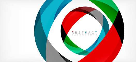 Color circle shapes, minimal geometric background. Trendy dynamic composition. Vector Illustration For Wallpaper, Banner, Background, Landing Page