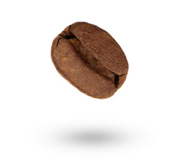 coffee beans floating isolated white background