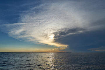 Fototapeta na wymiar Sea sunset. Quiet calm sea.