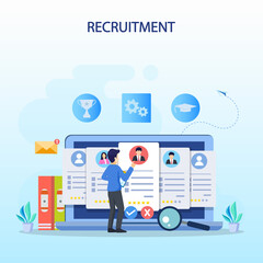 Fototapeta premium Hiring and recruitment concept. Job interview, recruitment agency vector illustration.