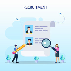 Hiring and recruitment concept. Job interview, recruitment agency vector illustration.