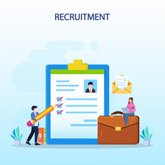 Hiring and recruitment concept. Job interview, recruitment agency vector illustration.