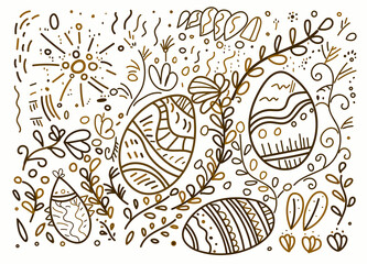 Fototapeta premium Doodle Easter Eggs Vector Background