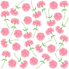 カーネーションを配置したパターン背景素材／Pattern background material with carnations
