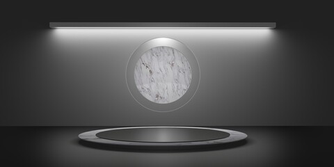 Stage podium zen and minimalist and marble scene concept Bright white studio scene 3D illustration