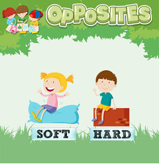 Opposite words for soft and head