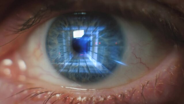 Human eye consuming endless amounts of data concept - 3d render