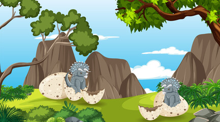 Dinosaur in prehistoric forest scene © blueringmedia