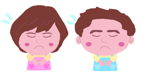 男女　エプロン　保育士　イラスト素材