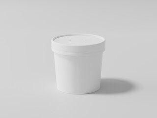 Round paper food packaging box, White paper food container, 3d rendering, 3d illustration