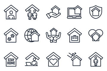 set of Stay Home elements symbol template for graphic and web design collection logo vector illustration