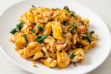 stir-fried egg with Thai basil and chilli