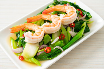 Spicy Chinese Kale Salad with Shrimp