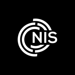 Obraz premium NIS letter logo design on black background. NIS creative initials letter logo concept. NIS letter design.