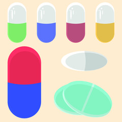 Vector image of different medical pills