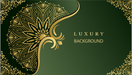 Luxury ornamental mandala design. Gold vintage greeting card. 
