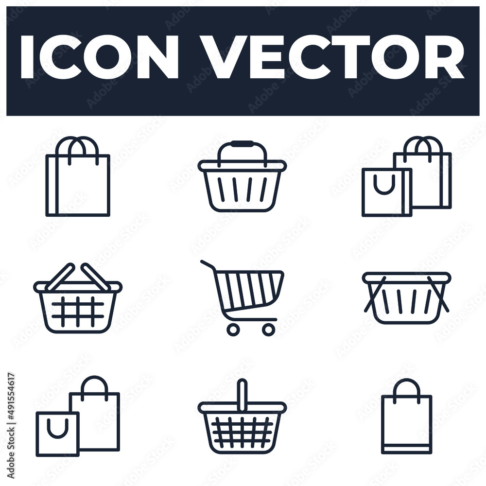 Poster set of shopping cart elements symbol template for graphic and web design collection logo vector illu