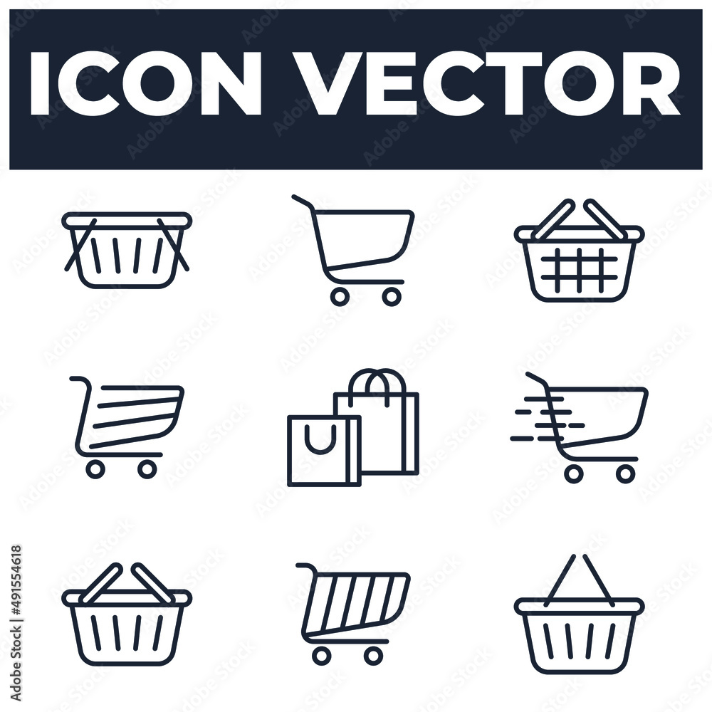 Poster set of shopping cart elements symbol template for graphic and web design collection logo vector illu