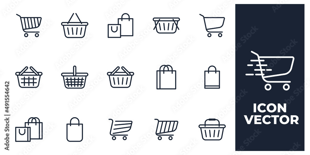 Poster set of shopping cart elements symbol template for graphic and web design collection logo vector illu