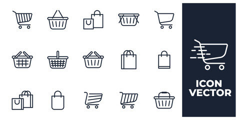 set of shopping cart elements symbol template for graphic and web design collection logo vector illustration
