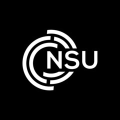 NSU letter logo design on black background. NSU creative initials letter logo concept. NSU letter design.