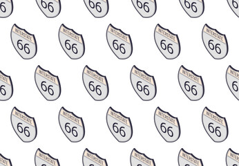 Interstate 66 seamless pattern. American Isometric highway map sign. Vector outline shield template. Military and heraldic simple shape shield.