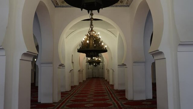 Beautiful view inside al qaraouiyine mosque in fez