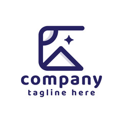 letter G mountain with star and moon logo design