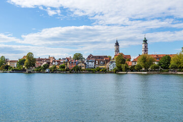 Lindau, Germany. Scenic view of the embankment with bell towers