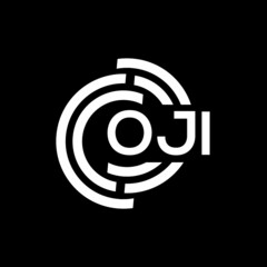 OJI letter logo design on black background. OJI creative initials letter logo concept. OJI letter design.