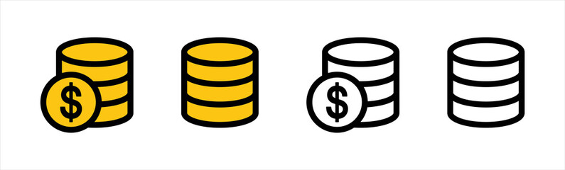 Coins stack icon. Coins money icon flat. Golden coin symbol icon, vector illustration