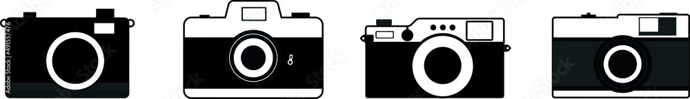 Poster camera icons. photo camera in flat and line art style. design for graphic and web design. vector iso