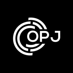 OPJ letter logo design on black background. OPJ creative initials letter logo concept. OPJ letter design.