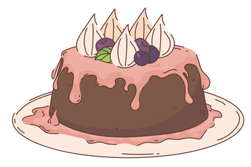 chocolate cake and fruits