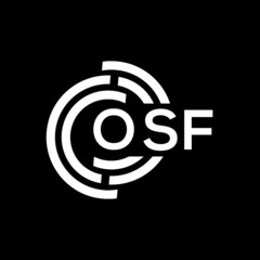 OSF letter logo design on black background. OSF creative initials letter logo concept. OSF letter design.