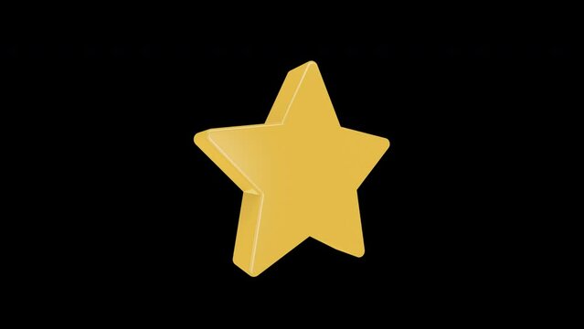 Star icon animations. Sign and symbol, emoji button. Isolated on black background. 3d render.