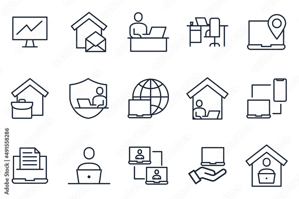 Aufkleber set of freelance and work at home elements symbol template for graphic and web design collection log