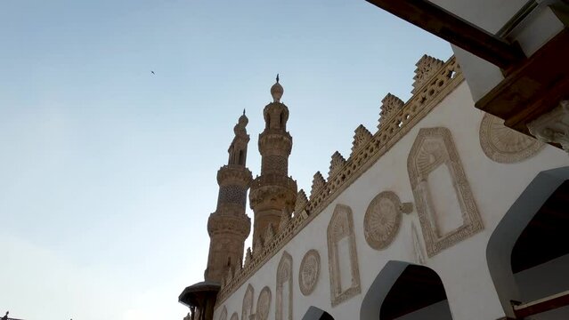 Details of Al-Azhar Mosque, Cairo in Egypt. Low angle
