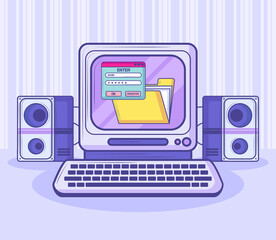 computer and speakers