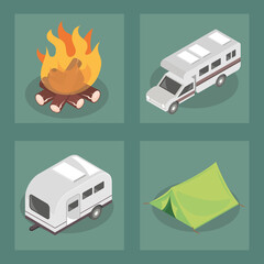 camping travel icons