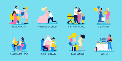 Fototapeta premium Baby Shower Party Composition Set