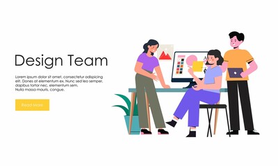 Web design studio or team working illustration